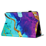 iPad 10.2" (2021 / 2020 / 2019) Leather Case w. Kickstand & Card Holder - Blue / Purple Marble