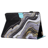 iPad 10.2" (2021 / 2020 / 2019) Leather Case w. Kickstand & Card Holder - Black / Gold Marble