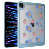 iPad Pro 11" ( 2022 / 2021 / 2020 / 2018) Flexible Plastic Case - Flowers and Strawberries