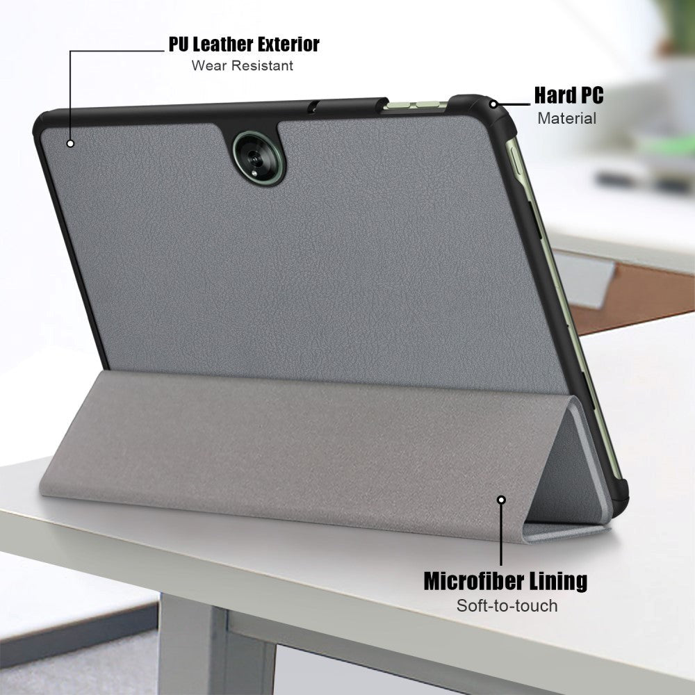 OnePlus Pad Go Tri-Fold Leather Case w. Stand - Grey