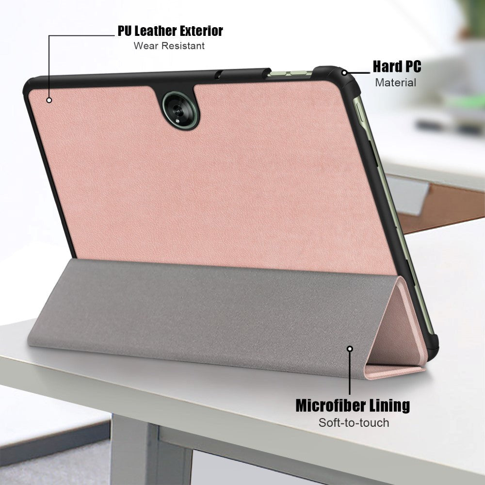 OnePlus Pad Go Tri-Fold Leather Case w. Stand - Rose Gold