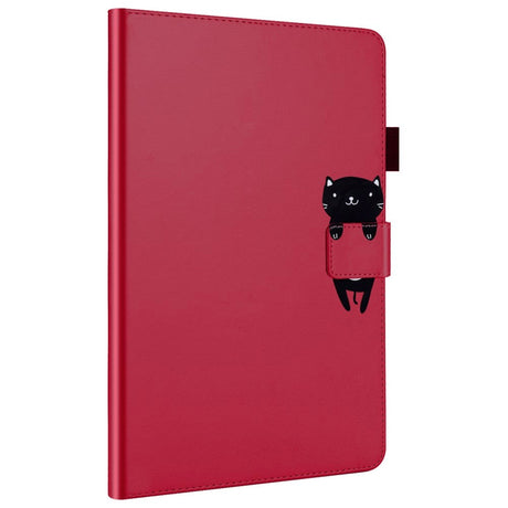 iPad 10.2" (2020) Leather Flip Case w. Animal Motif - Red