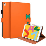 iPad 10.2" (2020) Leather Flip Case w. Animal Motif - Orange