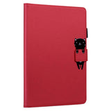 iPad 10.9" ( 2022) Leather Flip Case w. Animal Motif - Red