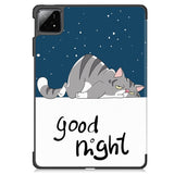 EIDERWOOD Xiaomi Pad 6S Pro Tri-Fold PU Flip Case with Sleep / Wake-up Function - Cat