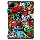 EIDERWOOD Xiaomi Pad 6S Pro Tri-Fold PU Flip Case with Sleep / Wake-up Function - Graffiti