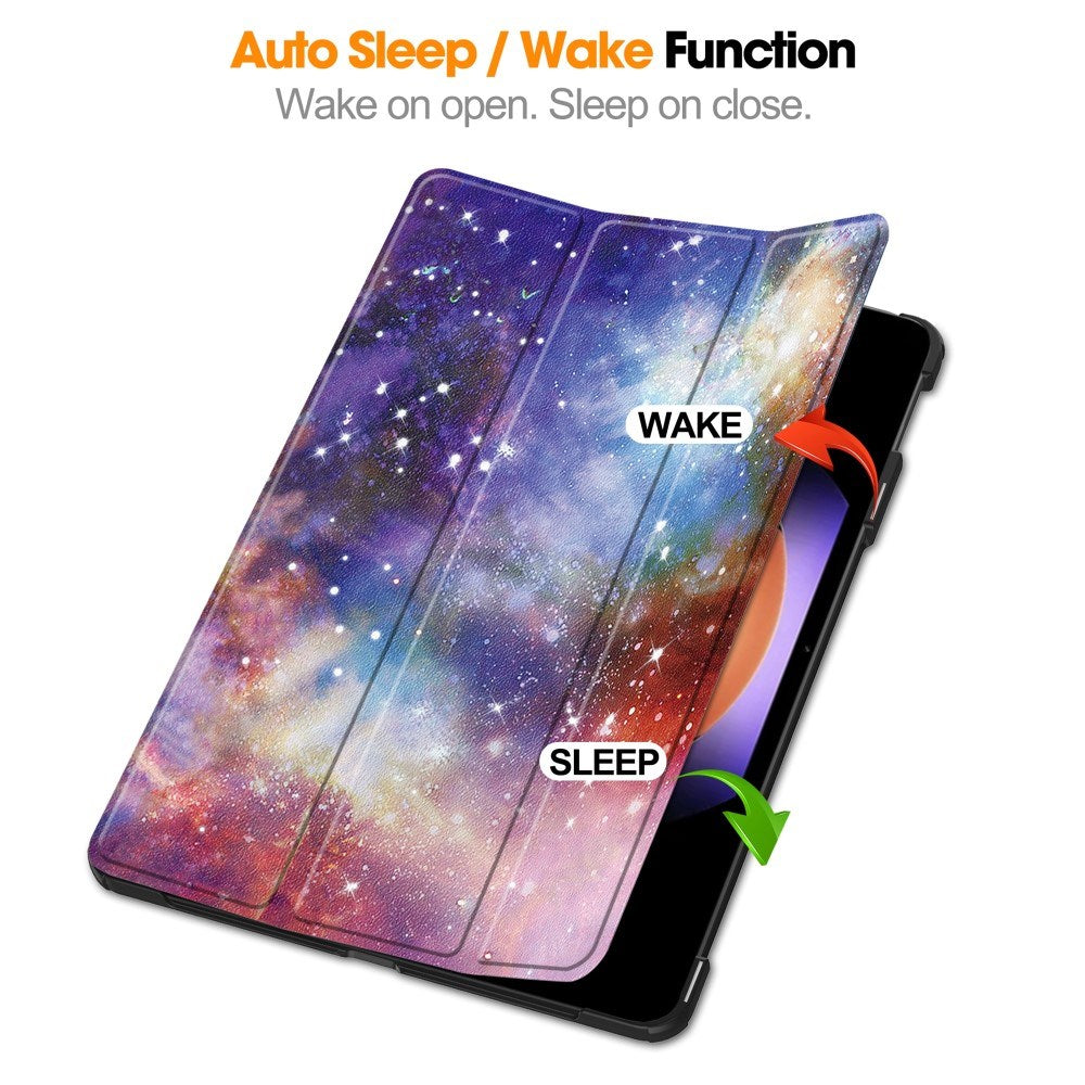 EIDERWOOD Xiaomi Pad 6S Pro Tri-Fold PU Flip Case with Sleep / Wake-up Function - Galaxy