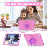 EIDERWOOD iPad 10.2" (2021 / 2020 / 2019) Unicorn Kickstand Kids Case - Pink / Purple