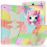 EIDERWOOD iPad 10.2" (2021 / 2020 / 2019) Unicorn Kickstand Kids Case - Rainbow / Beige