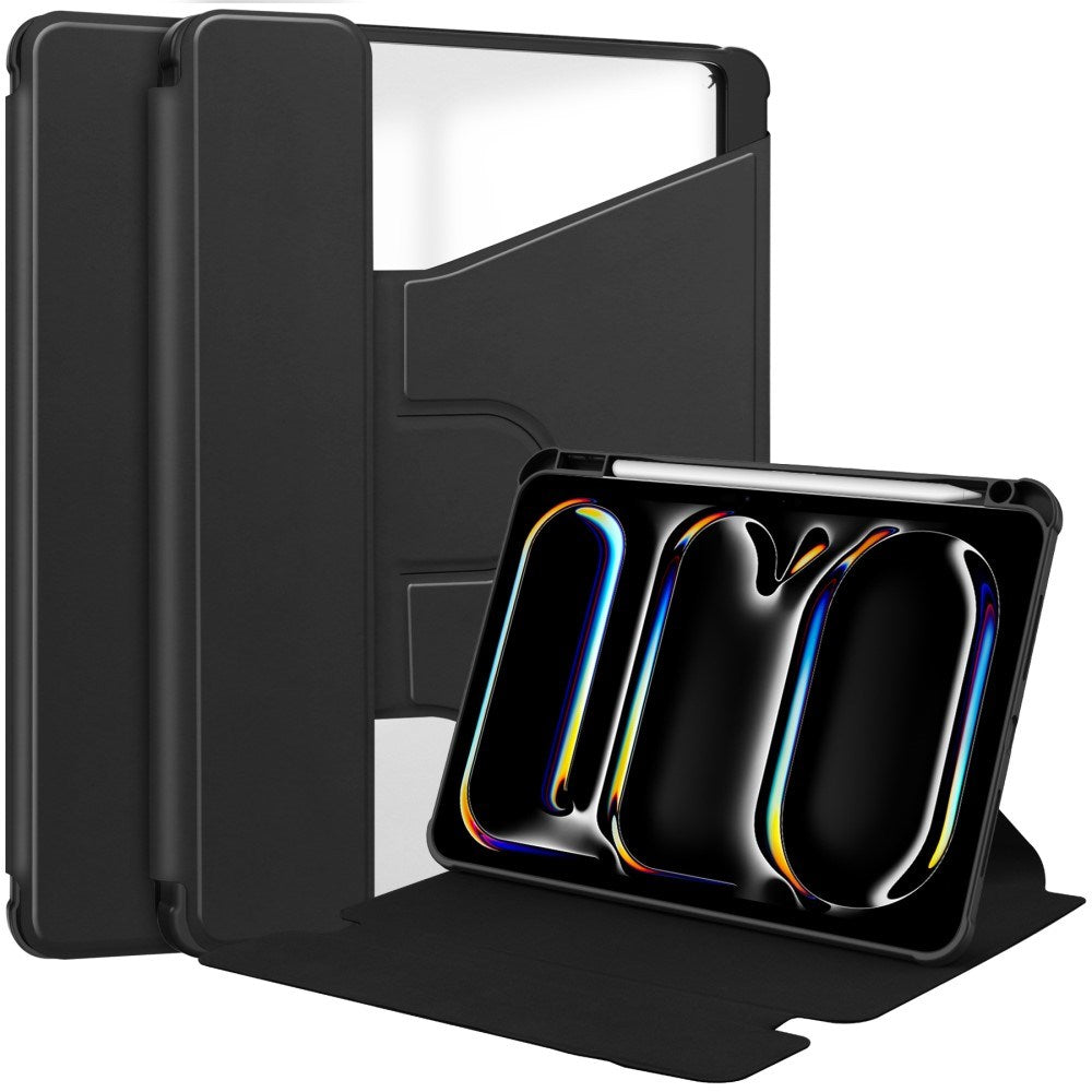 EIDERWOOD iPad Pro 11" (2024) Hybrid Flip Case w. Rotating Stand Function - Transparent / Black