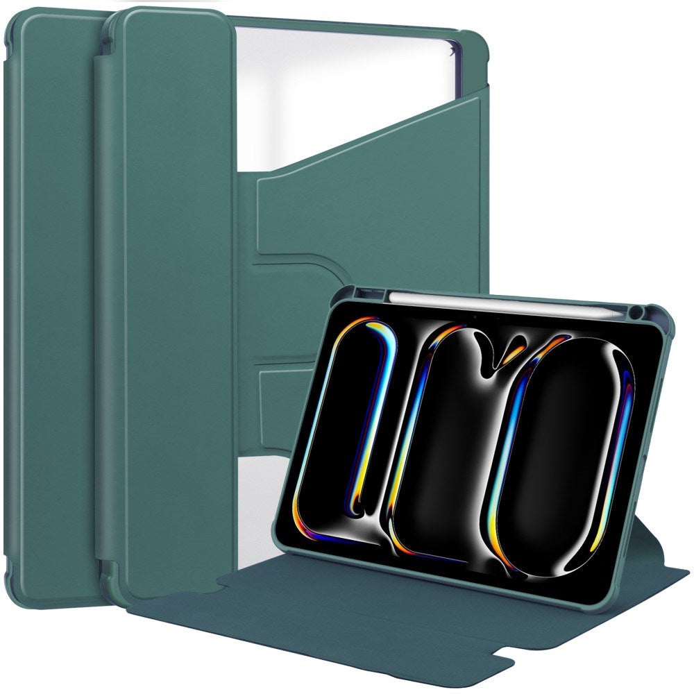 EIDERWOOD iPad Pro 11" (2025 / 2024) Hybrid Flip Case w. Rotating Stand Function - Transparent / Green