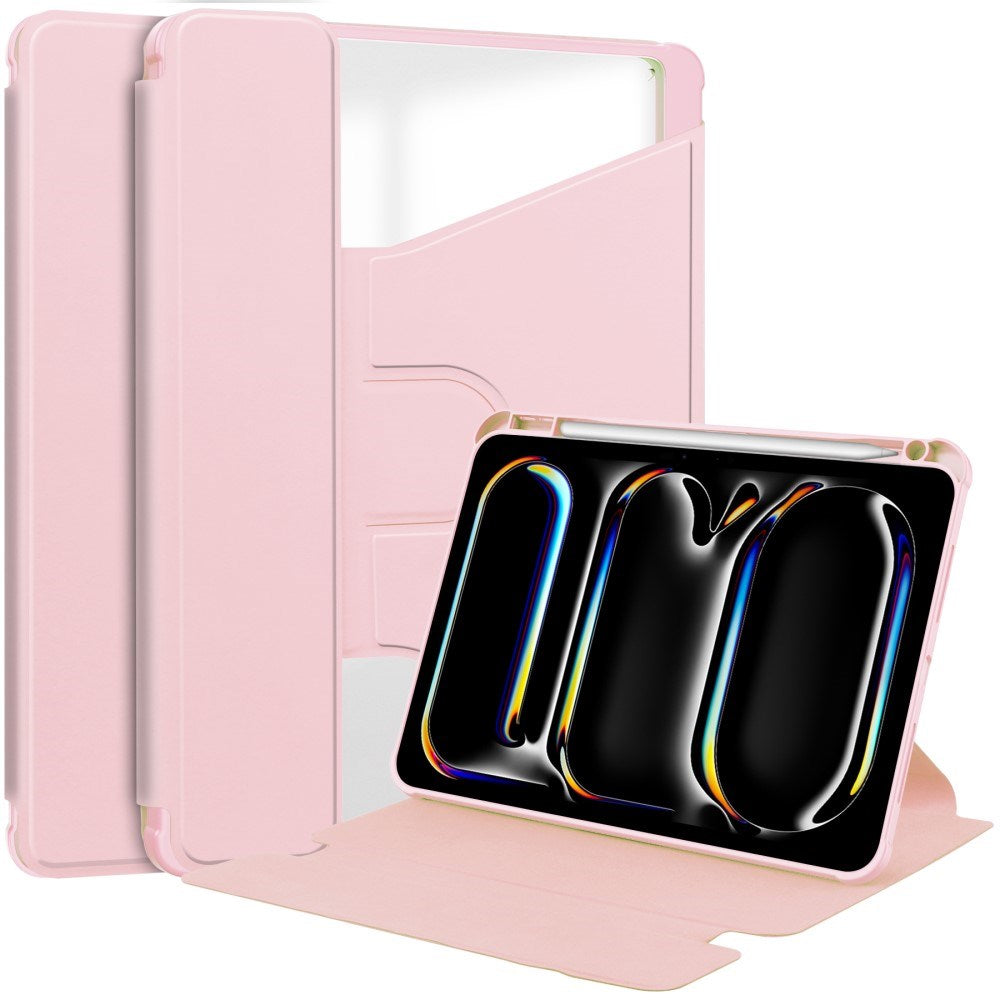 EIDERWOOD iPad Pro 11" (2025 / 2024) Hybrid Flip Case w. Rotating Stand Function - Transparent / Pink