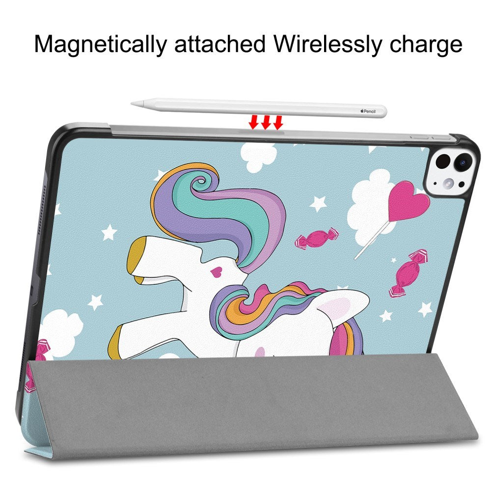 EIDERWOOD iPad Pro 11" (2024) Tri-Fold PU Flip Case with Sleep / Wake-up Function - Unicorn