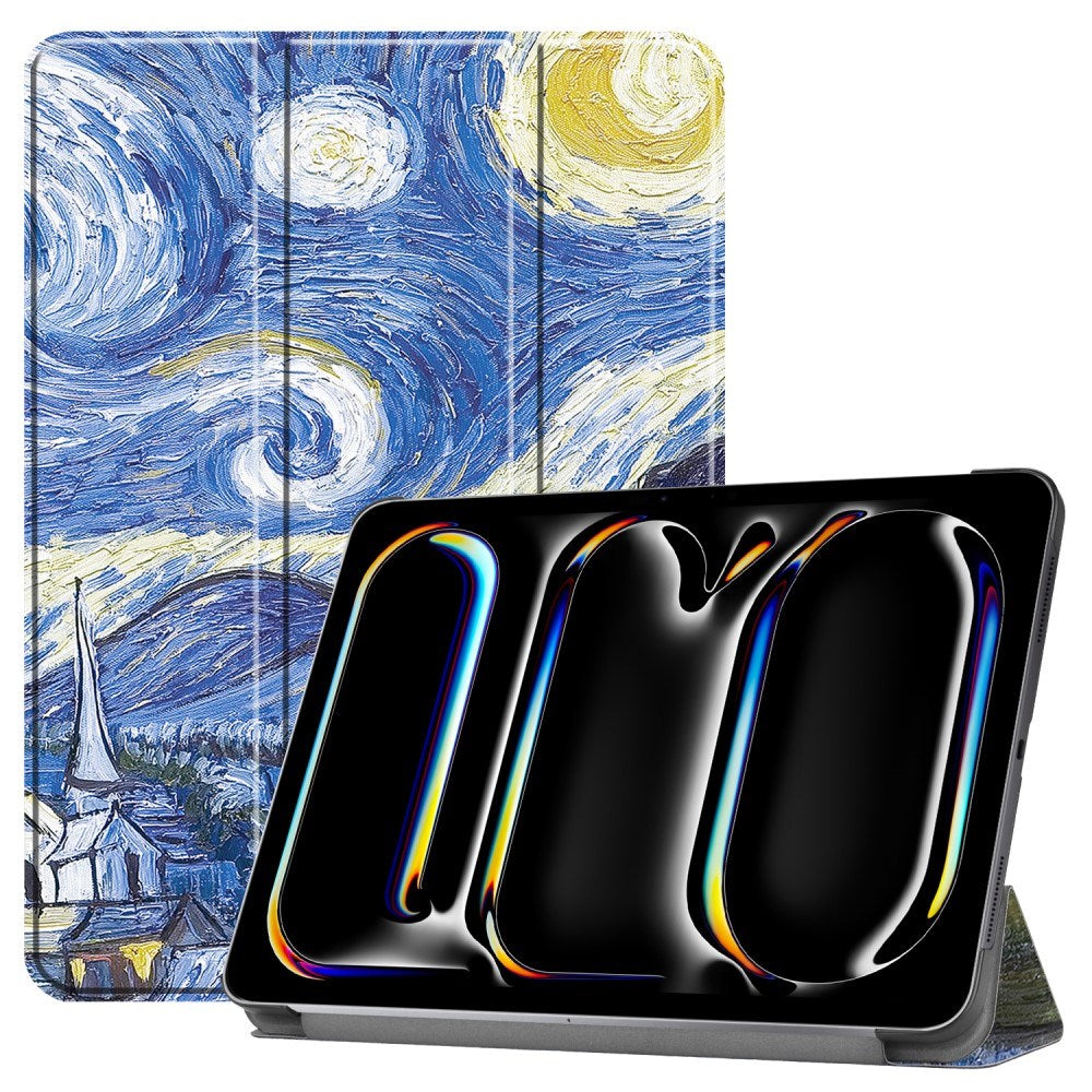 EIDERWOOD iPad Pro 11" (2024) Tri-Fold PU Flip Case with Sleep / Wake-up Function - Starry Sky