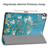 EIDERWOOD iPad Pro 11" (2024) Tri-Fold PU Flip Case with Sleep / Wake-up Function - Flower Branches