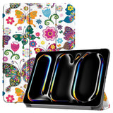 EIDERWOOD iPad Pro 11" (2024) Tri-Fold PU Flip Case with Sleep / Wake-up Function - Butterflies