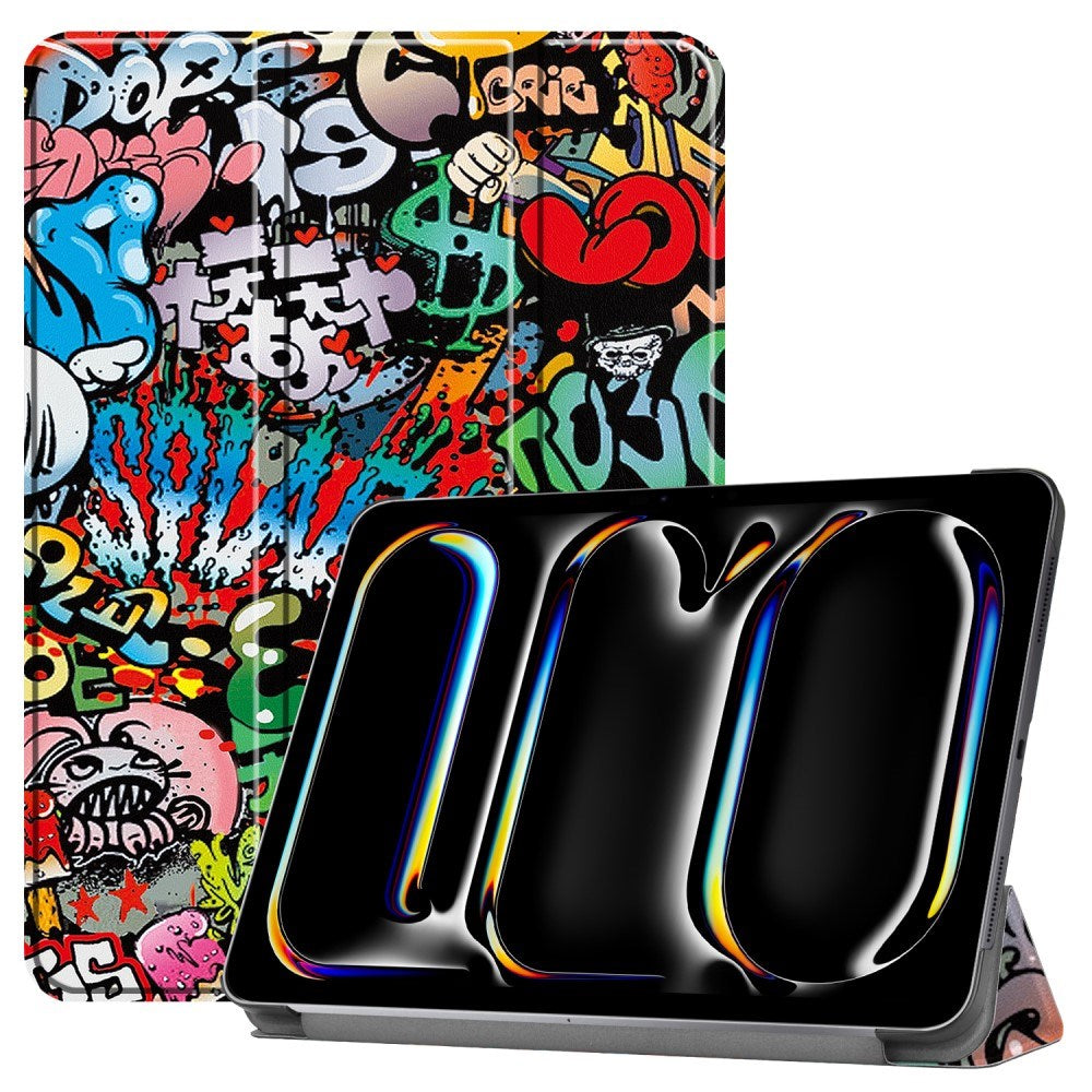 EIDERWOOD iPad Pro 11" (2024) Tri-Fold PU Flip Case with Sleep / Wake-up Function - Graffiti