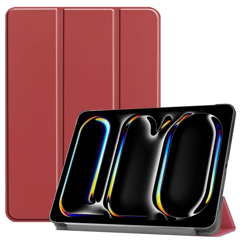 EIDERWOOD iPad Pro 11" (2024) Tri-Fold Leather Flip Case - Wine Red