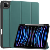 EIDERWOOD iPad Pro 11" (2024) Tri-Fold Artificial Leather Flip Case w. Apple Pencil Holder - Green