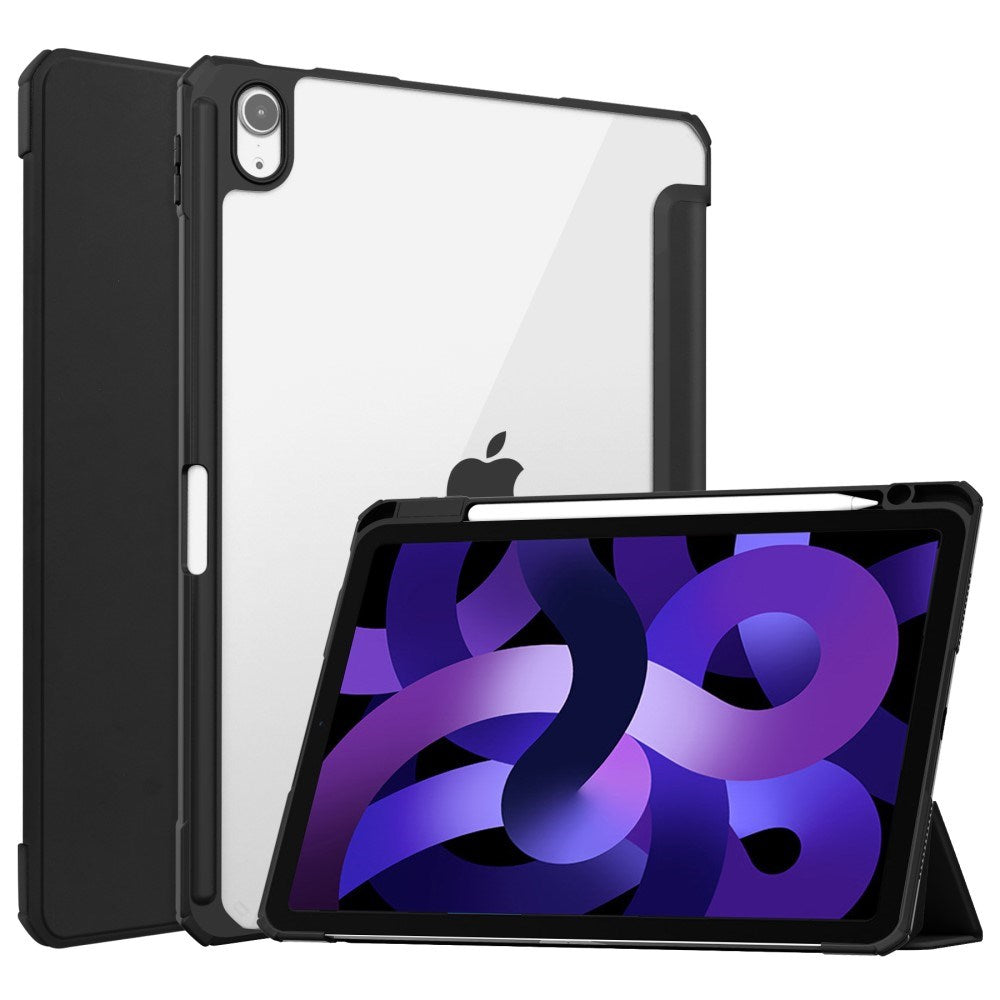 EIDERWOOD iPad Air 11" (2024) Hybrid Flip Case w. Pen Holder - Black & Transparent