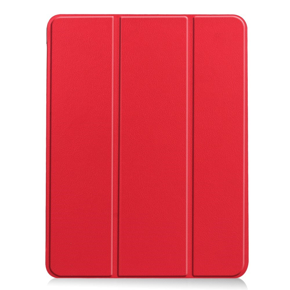 EIDERWOOD iPad Air 11" (2024) Litchi Tri-Fold Leather Flip Case w. Apple Pencil Holder - Red