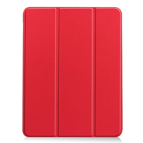 EIDERWOOD iPad Air 11" (2024) Litchi Tri-Fold Leather Flip Case w. Apple Pencil Holder - Red