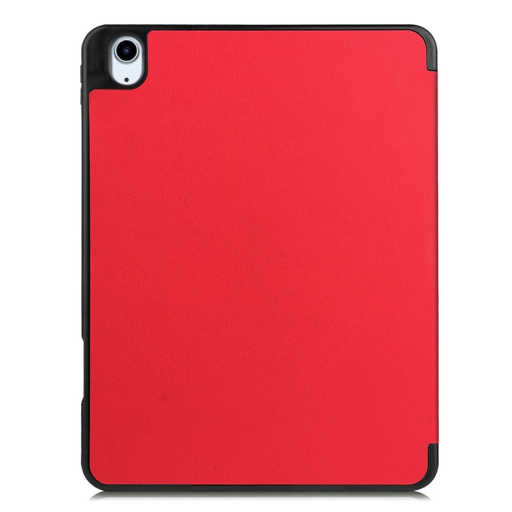 EIDERWOOD iPad Air 11" (2024) Litchi Tri-Fold Leather Flip Case w. Apple Pencil Holder - Red