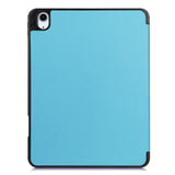 EIDERWOOD iPad Air 11" (2024) Litchi Tri-Fold Leather Flip Case w. Apple Pencil Holder - Light Blue