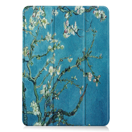 EIDERWOOD iPad Air 11" (2024) Tri-Fold Faux Leather Flip Case w. Wake-up / Sleep Function - White Flowers