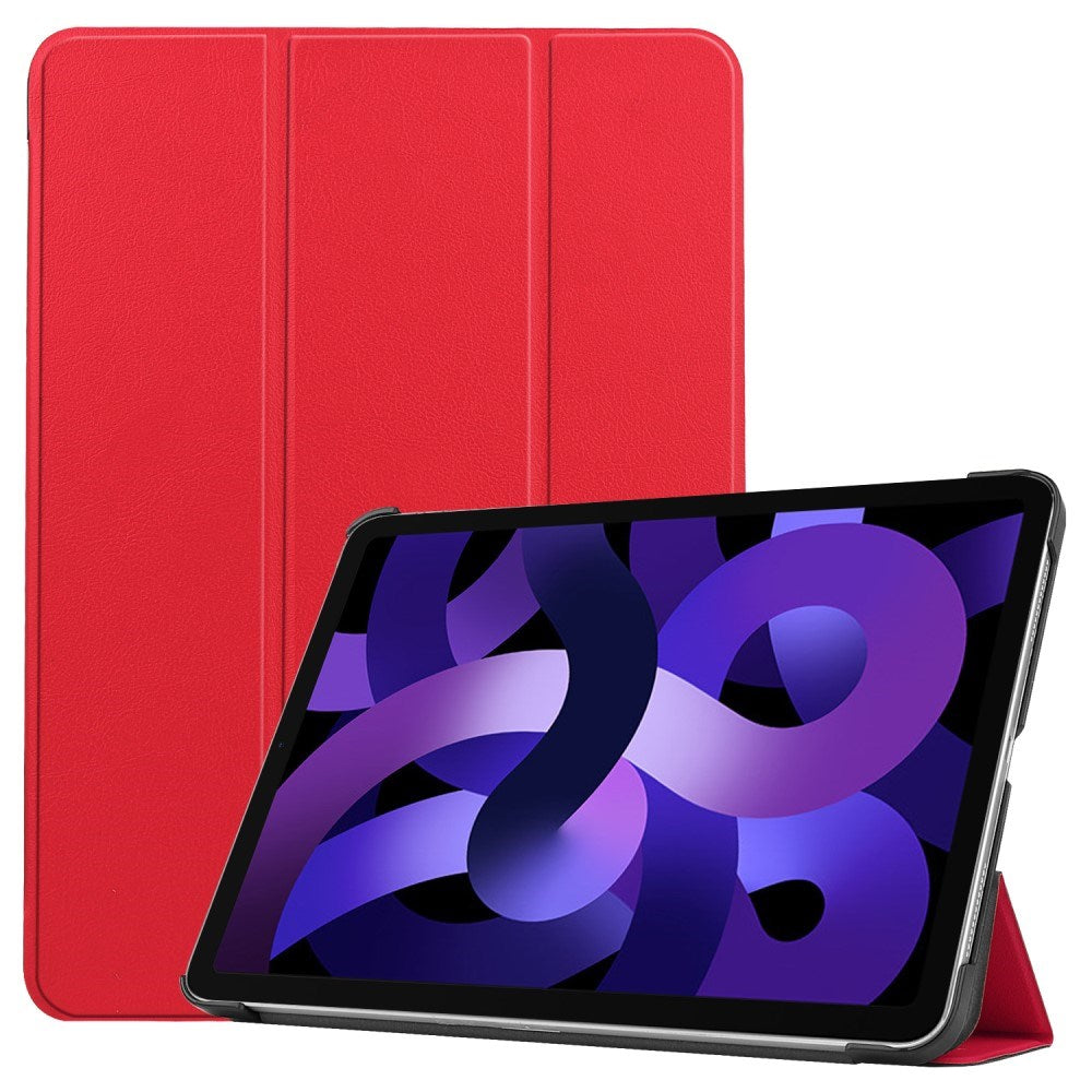 EIDERWOOD iPad Air 11" (2024) Litchi Tri-Fold Leather Flip Case - Red