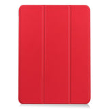 EIDERWOOD iPad Air 11" (2024) Litchi Tri-Fold Leather Flip Case - Red