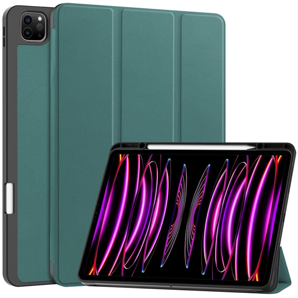 EIDERWOOD iPad Air 13" (2024) Tri-Fold Artificial Leather Flip Case w. Apple Pencil Holder - Green