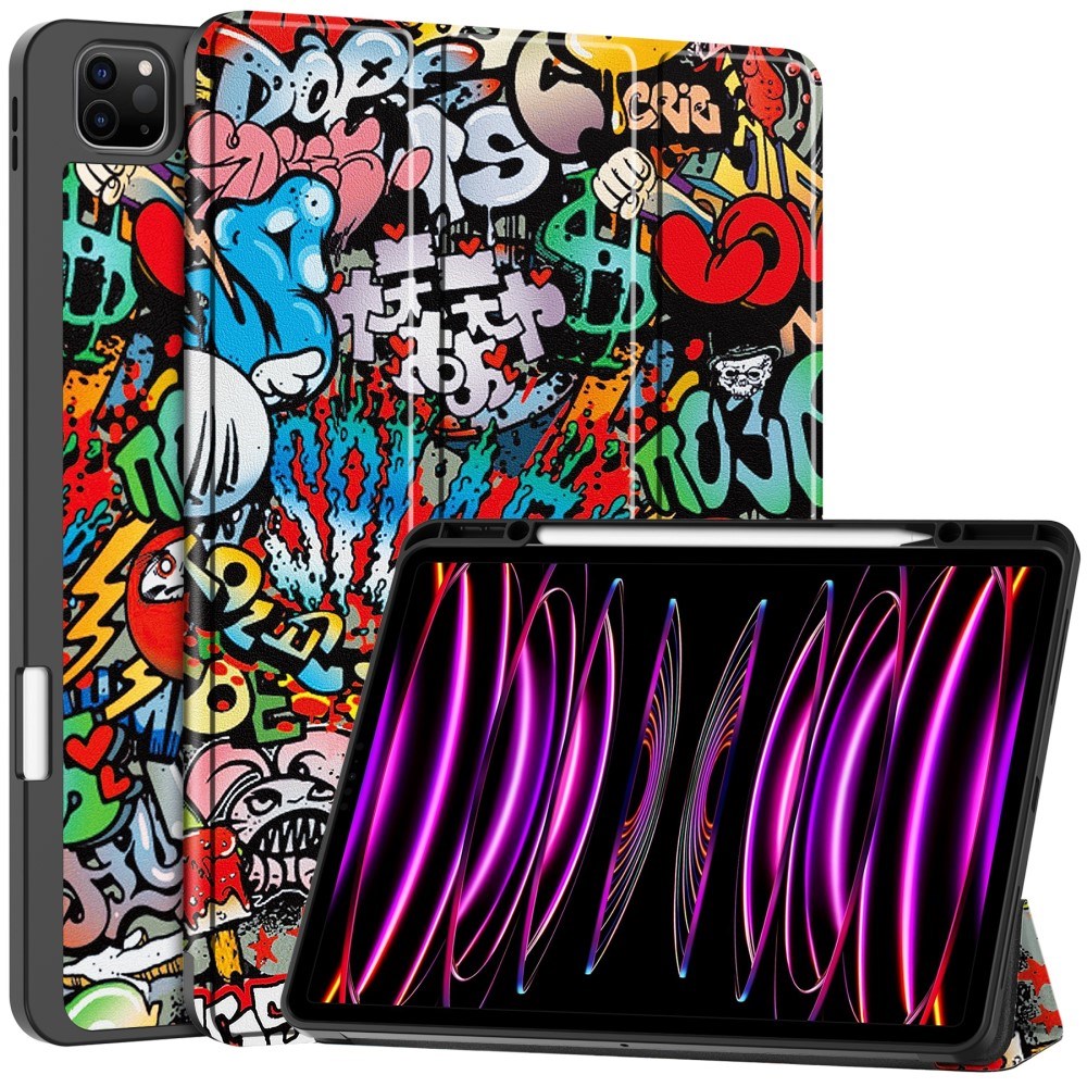 EIDERWOOD iPad Air 13" (2024) Tri-Fold Faux Leather Flip Case w. Wake-up / Sleep Function - Graffiti