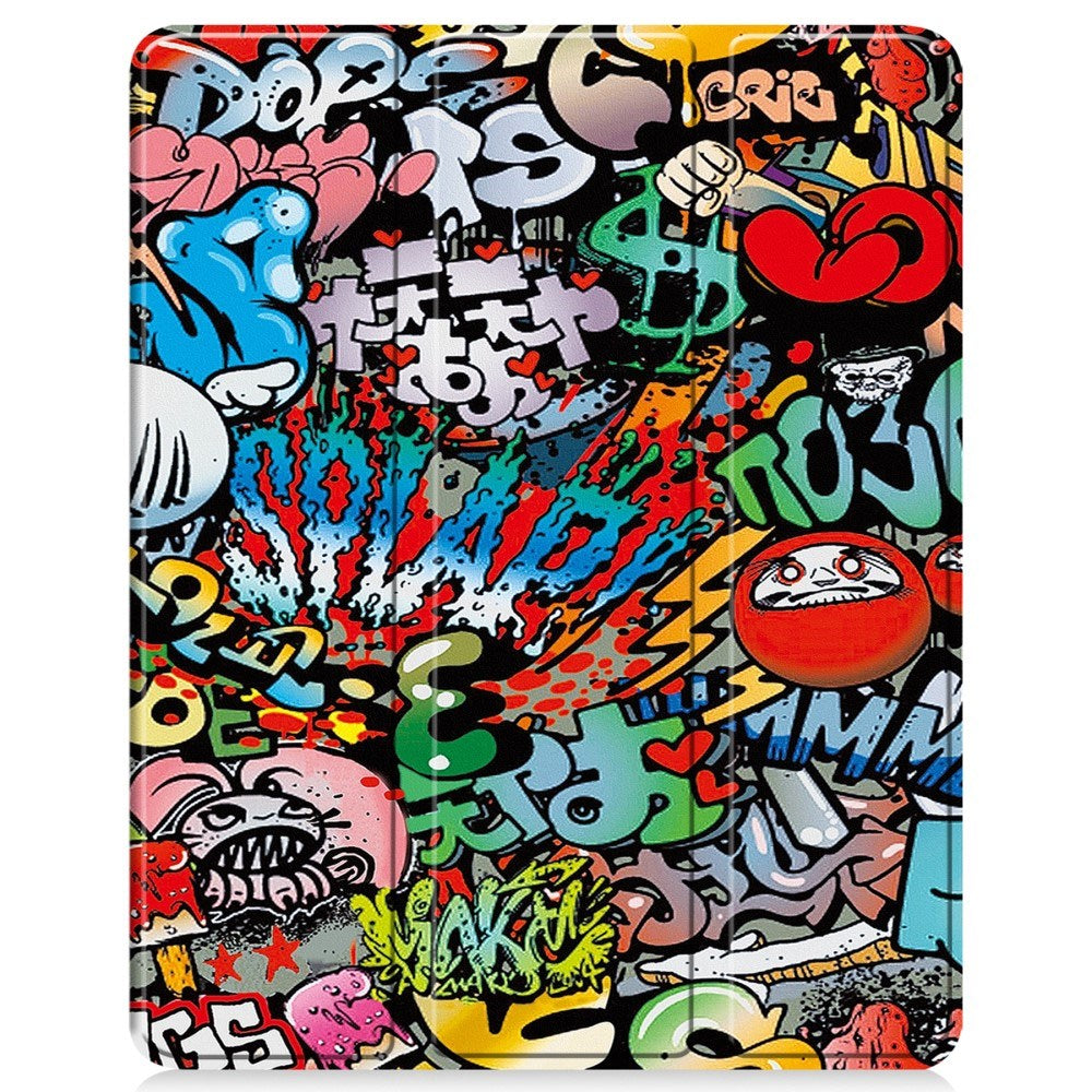 EIDERWOOD iPad Air 13" (2024) Tri-Fold Faux Leather Flip Case w. Wake-up / Sleep Function - Graffiti