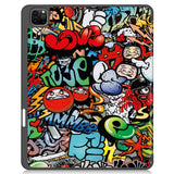 EIDERWOOD iPad Air 13" (2024) Tri-Fold Faux Leather Flip Case w. Wake-up / Sleep Function - Graffiti