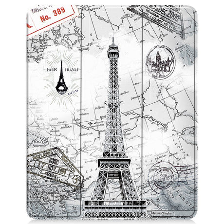 EIDERWOOD iPad Air 13" (2024) Tri-Fold Faux Leather Flip Case w. Wake-up / Sleep Function - the Eiffel Tower