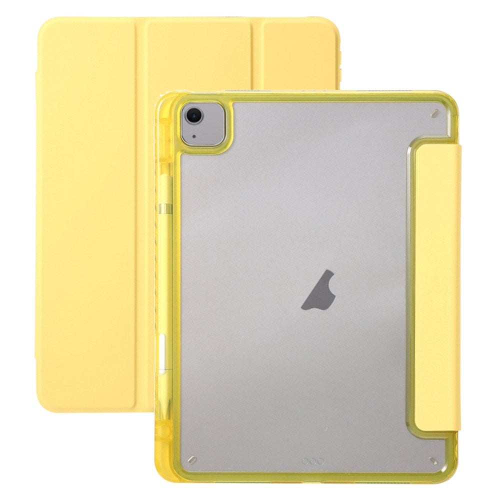 EIDERWOOD iPad Air 13" (2024) Tri-Fold Artificial Leather Flip Case w. Apple Pencil Holder - Yellow