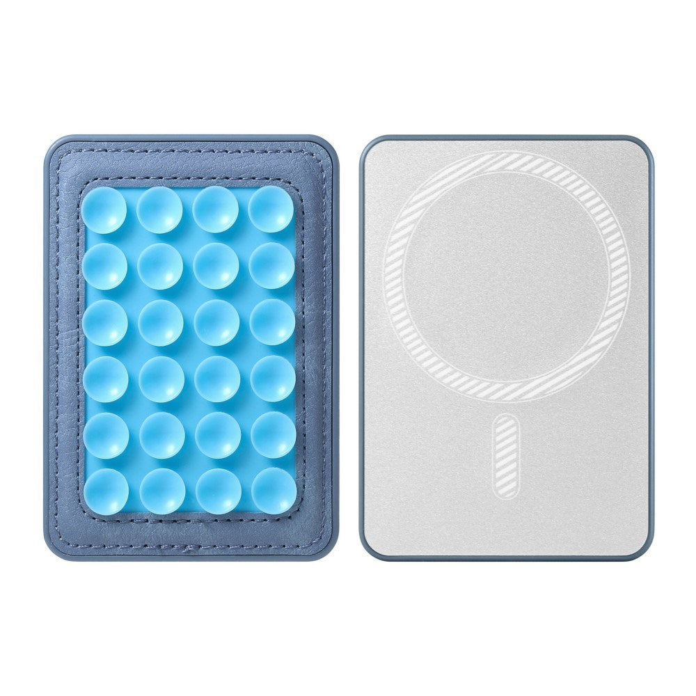 Silicone Suction Cup Mobile Holder with Faux Leather - MagSafe Compatible - Blue