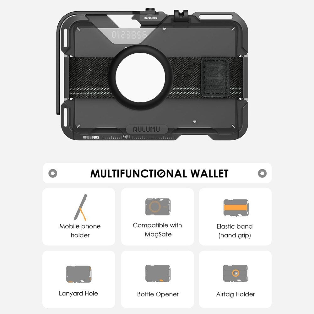 AULUMU Multifunctional Card Holder - MagSafe Compatible - Grey / Black
