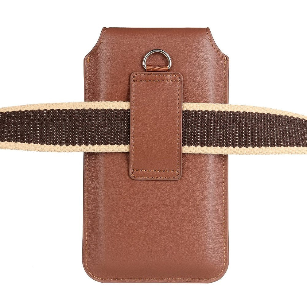 Universal Leather Case for Mobile with Carabiner - Brown (Max Mobile: 170 x 85mm)