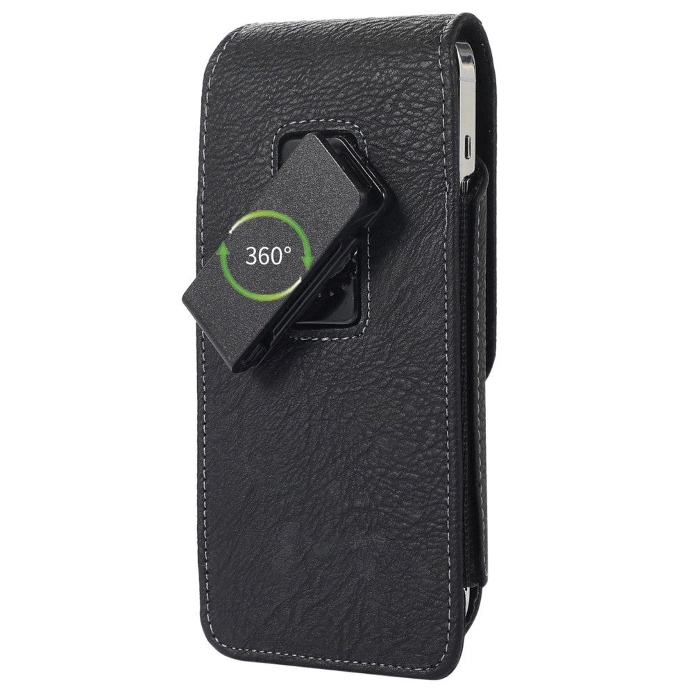 Universal Leather Case for Mobile with 360° Clamp - Black (Max. Mobile: 150 x 80 mm)