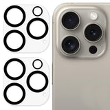 iPhone 16 Pro / 16 Pro Max Tempered Protective Glass for Camera Lens 2-pack - Transparent / Black