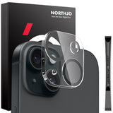 NORTHJO iPhone 15 / 15 Plus Tempered Camera Lens Glass - Transparent / Black Edge