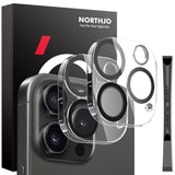 NORTHJO iPhone 16 Pro / 16 Pro Max Tempered Camera Lens Glass - 2 pcs. - Transparent / Black Edge