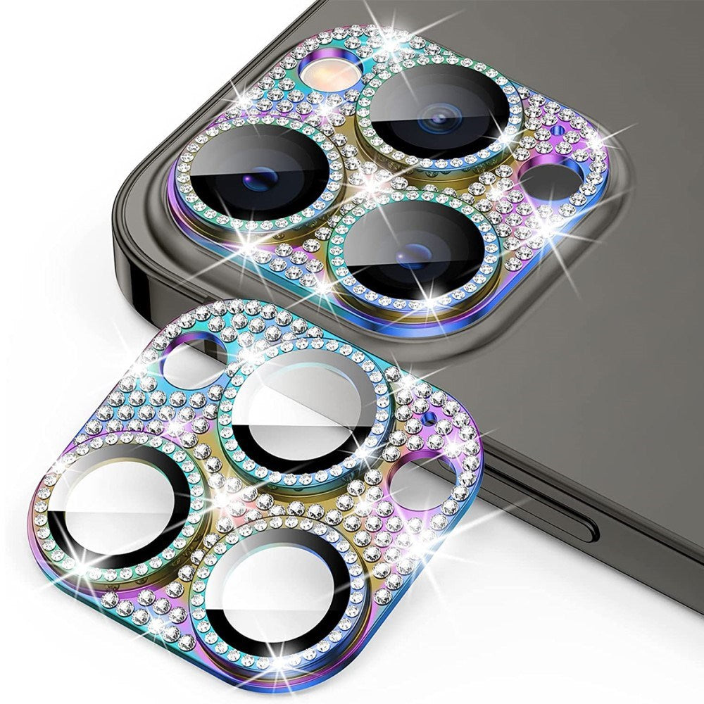 iPhone 16 Pro / 16 Pro Max Enkay Glass Protection for Camera Lens w. Rhinestones -Multi Colour