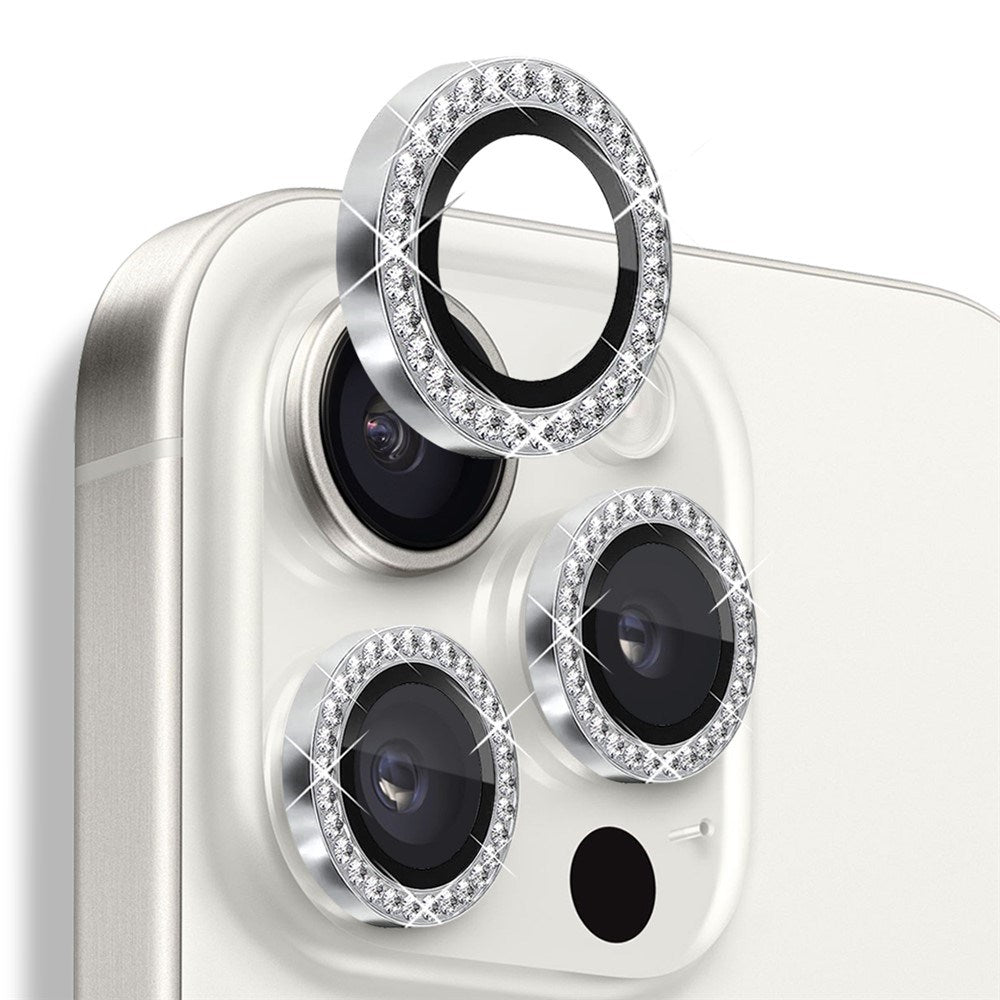 NORTHJO iPhone 16 Pro / 16 Pro Max Camera Lens Protector - Decorative Stones - Silver