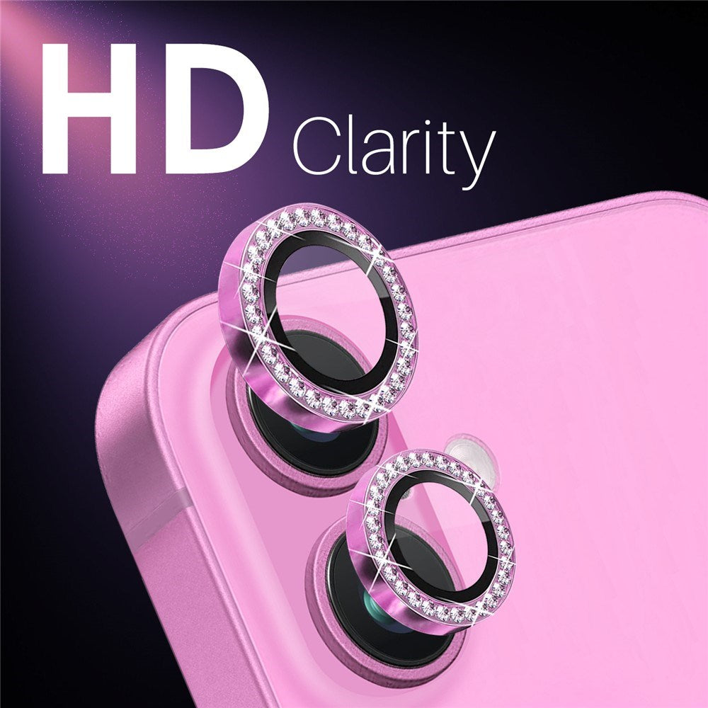 NORTHJO iPhone 16 / 16 Plus Camera Lens Protector - Decorative Stones - Pink