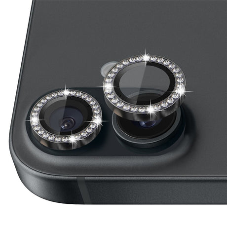 NORTHJO iPhone 16 / 16 Plus Camera Lens Protector - Decorative Stones - Black