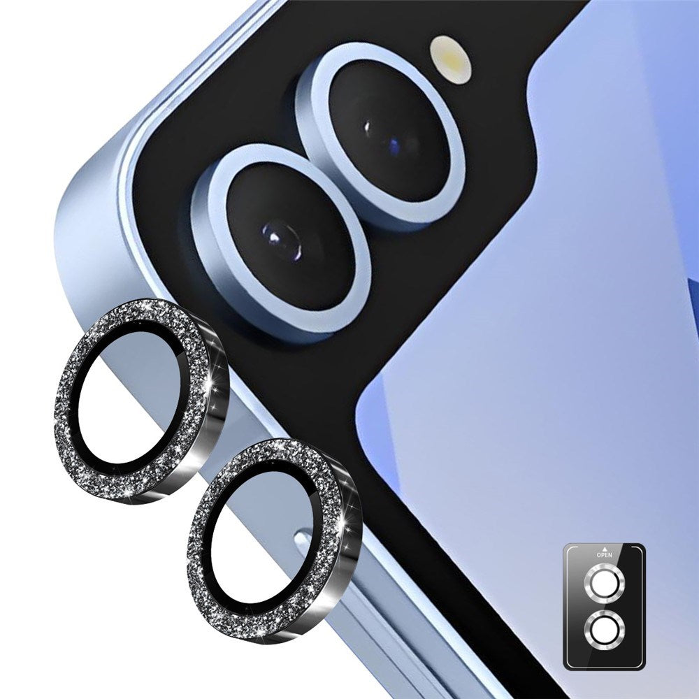 ENKAY Samsung Galaxy Z Flip7 Glitter Camera Lens Protector - Black