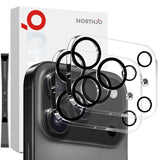 NORTHJO iPhone 17 Pro Max Tempered Camera Lens Glass - Transparent / Black Edge - 2 Pcs.